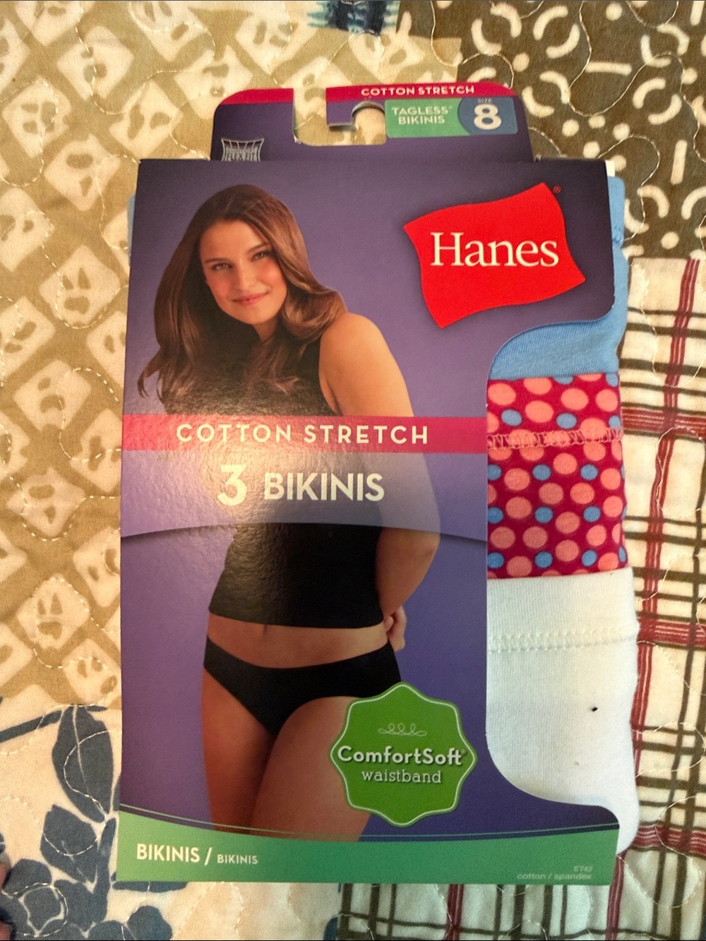 Hanes Cotton Stretch Bikinis - Size 8, 3 pack